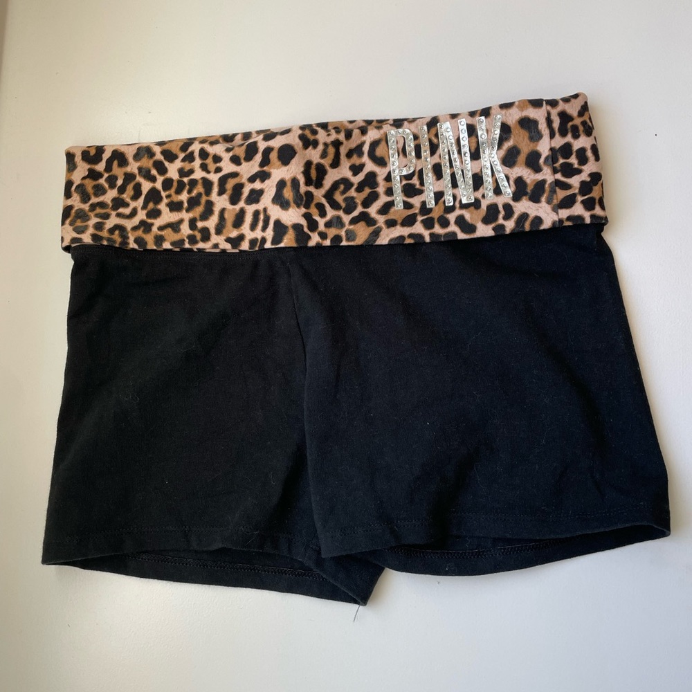 PINK black spandex cheetah waistband